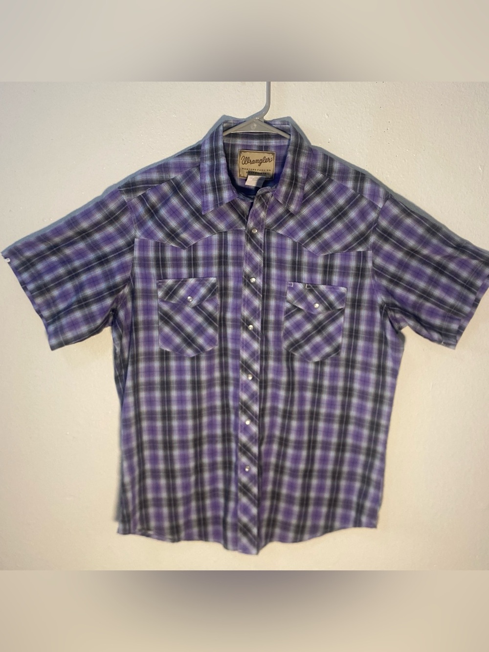 Wrangler Vintage 90’s Pearl Snap Shirt Plaid Western Short Sleeve Men’s Large